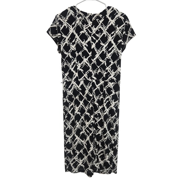 Karin Stevens Black White Abstract Geometric Print Short Sleeve Midi Dress 10 - Picture 2 of 4